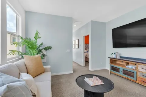 a living room with furniture and a flat screen tv