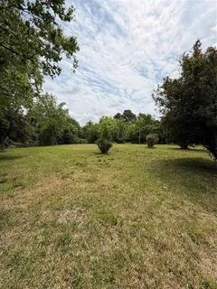 a view of a field with an ocean view
