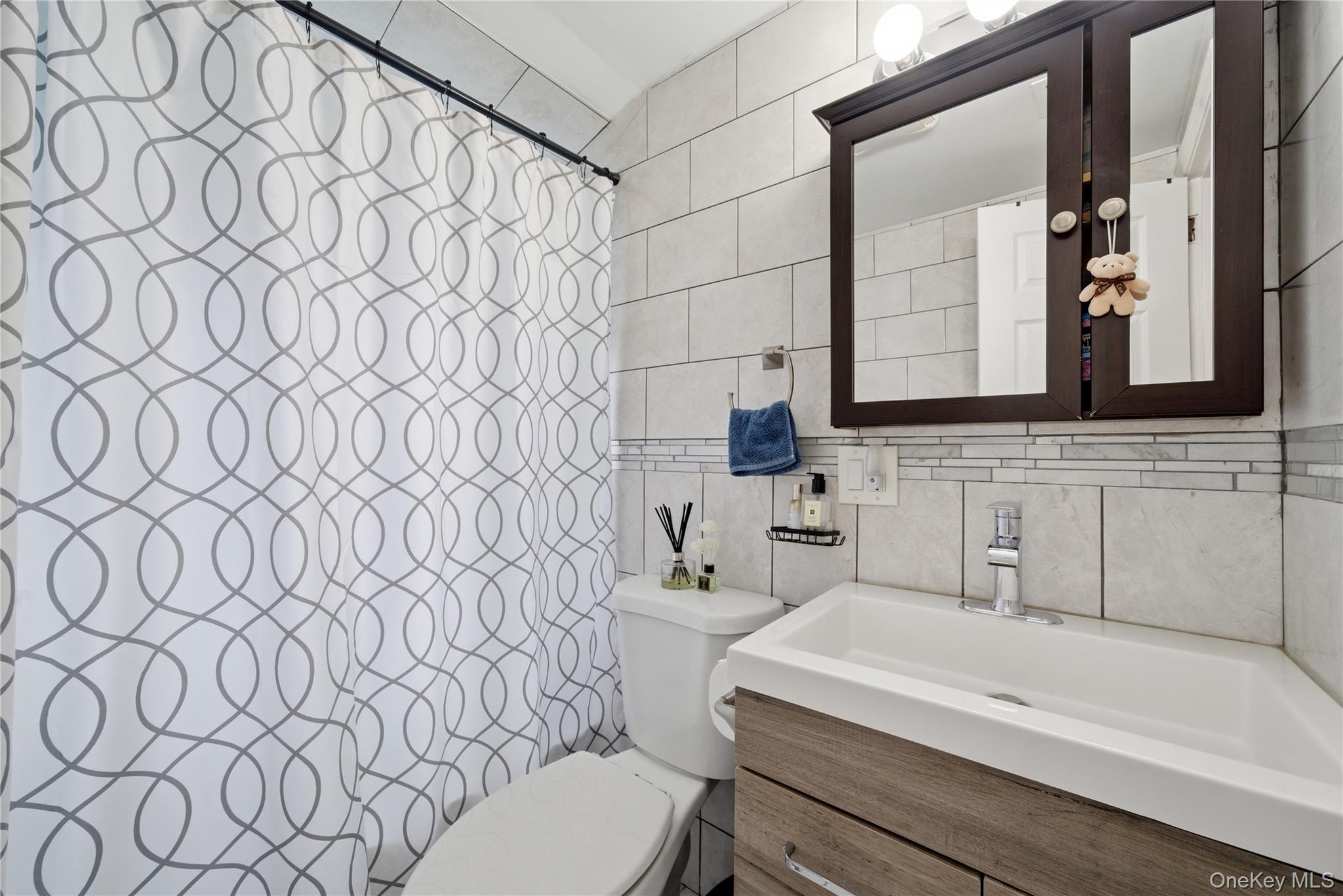 50 Ridge Lane Levittown, NY 11756 - Photo 18 of 27 a bathroom with a sink a toilet and a mirror