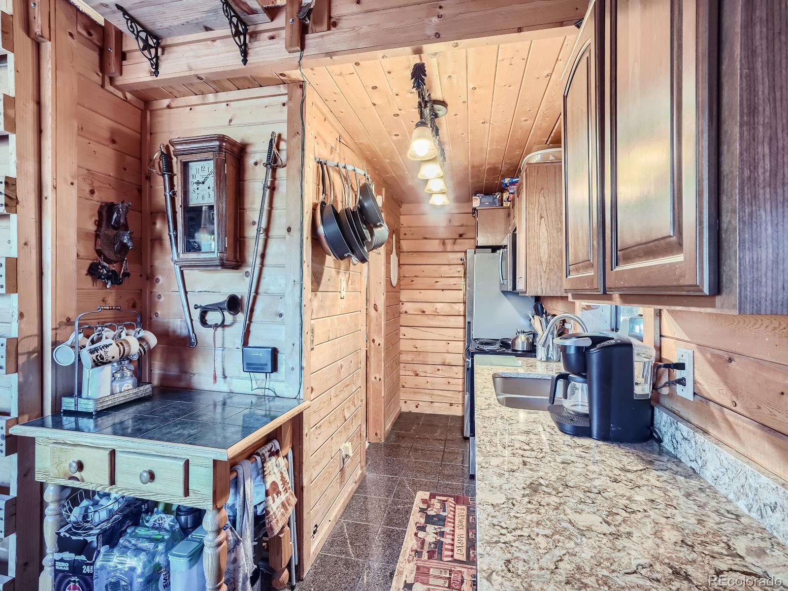 139 Hayes Street Bailey, CO 80421 - Photo 10 of 28 a kitchen with stainless steel appliances granite countertop a refrigerator a stove and a sink with granite countertops