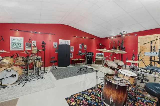 a room with musical instruments