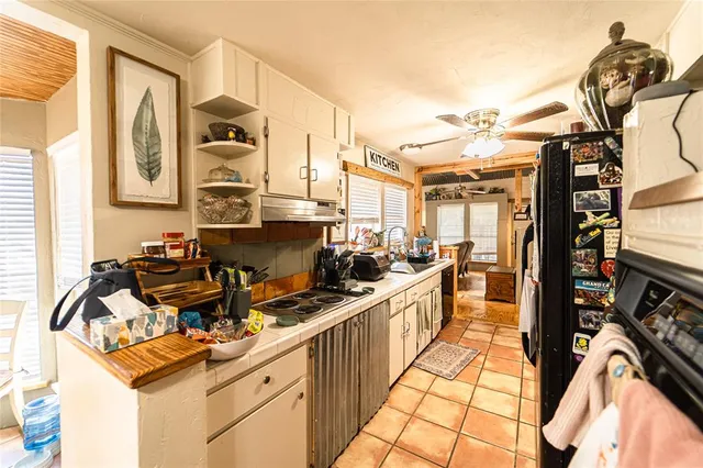 a kitchen with lots of counter top space