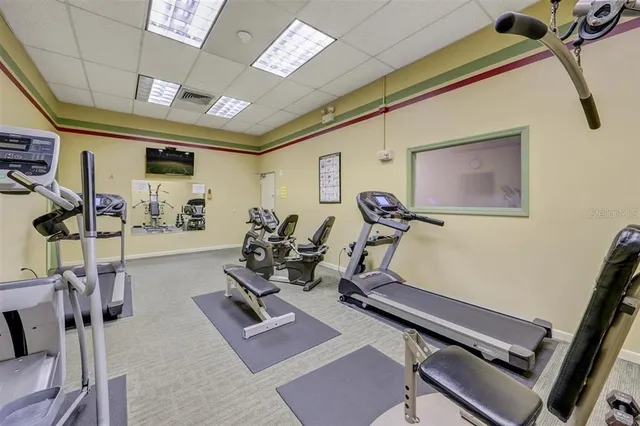a room with gym equipment