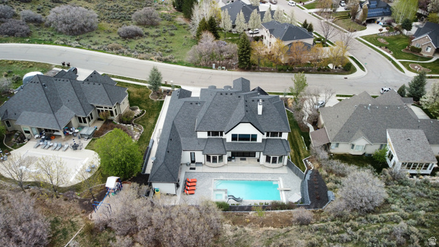 614 East High Lane Alpine, UT 84004 - Photo 23 of 75 Aerial view of residential area featuring a pool area