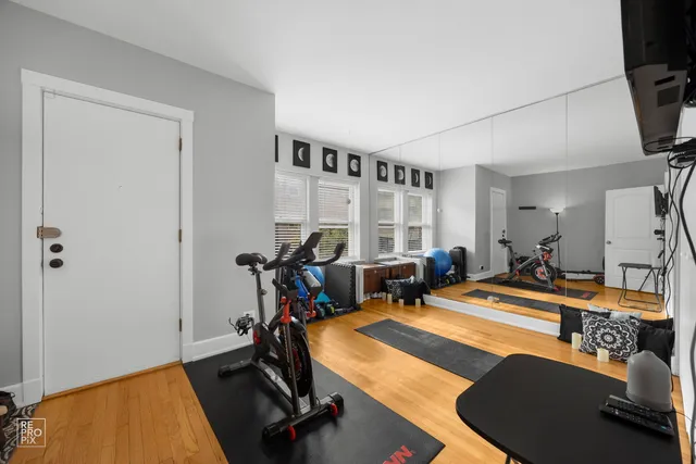 a view of a room with gym equipment