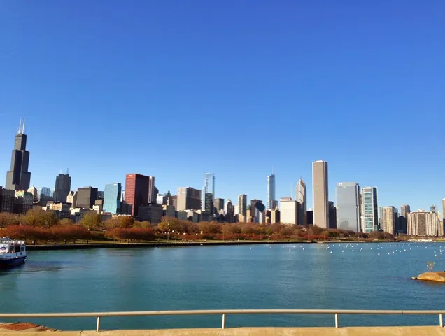 a view of a city with tall buildings