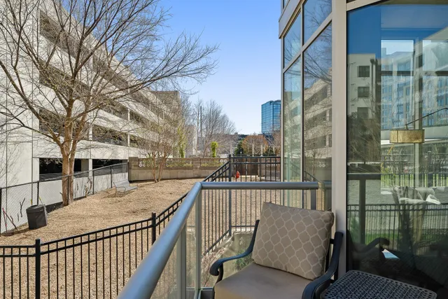 a view of a balcony with couches