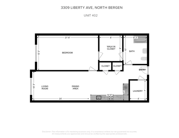 $2,450 | 3309 Liberty Avenue, Unit 302, North Bergen, NJ 07047