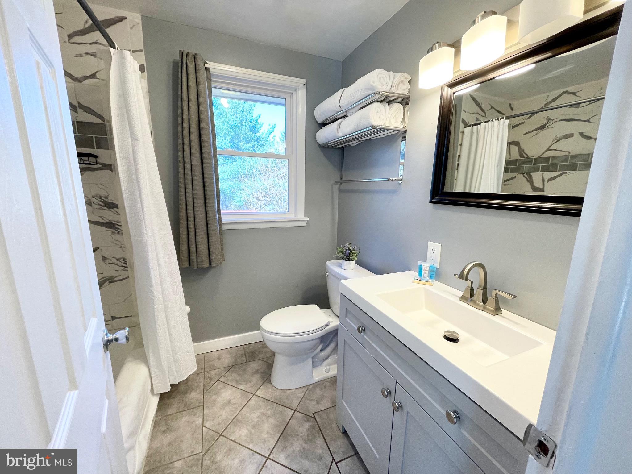 28321 Kemptown Road Damascus, MD 20872 - Photo 16 of 57 a bathroom with a sink mirror and toilet