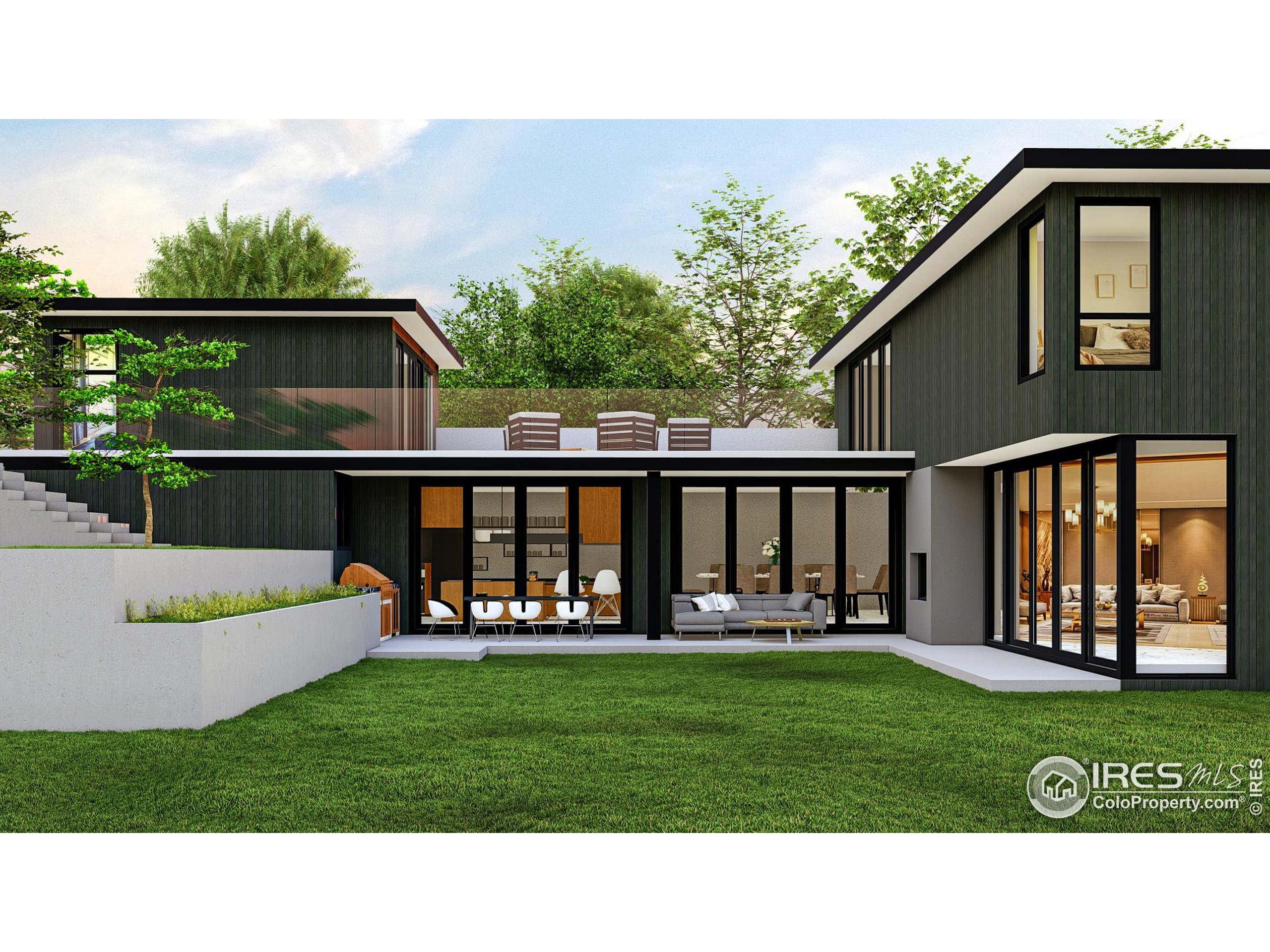 a view of an house with backyard space and deck