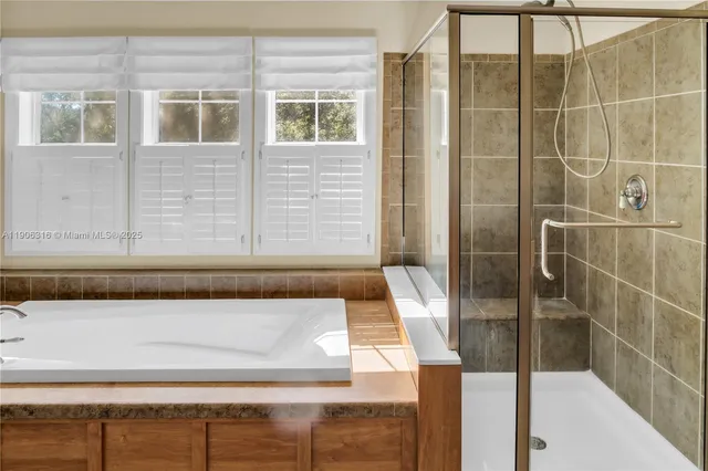 a bathroom with a bathtub