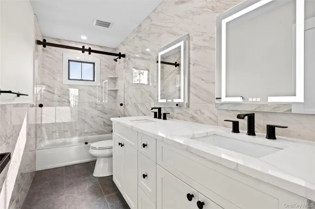 a bathroom with a bathtub