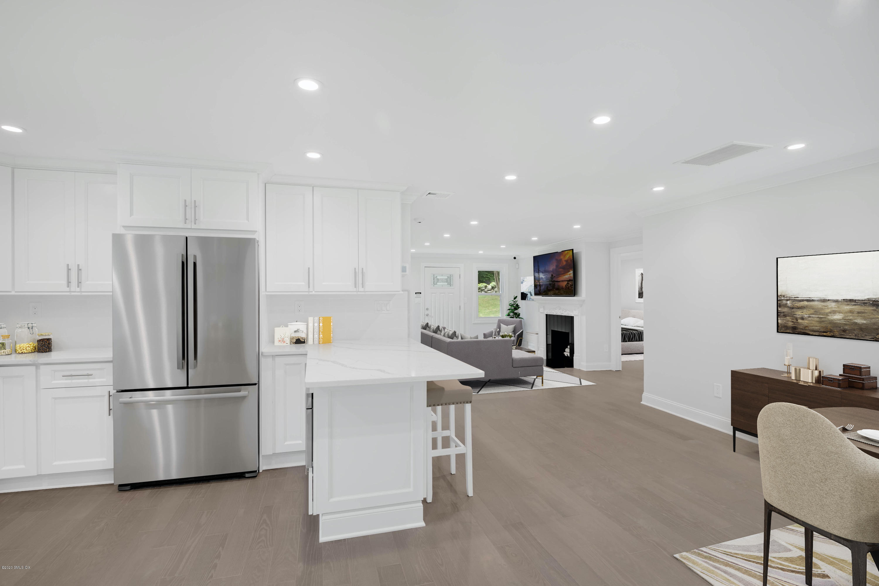 142 Old Mill Road Greenwich, CT 06831 - Photo 8 of 23 a kitchen with stainless steel appliances refrigerator and microwave