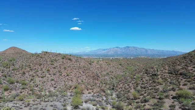 a view of a field with an ocean view