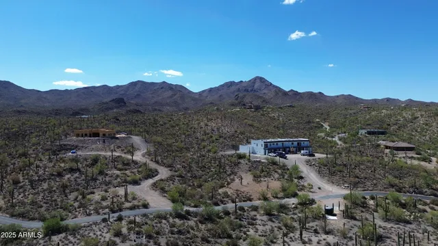 a view of an outdoor space and mountain view
