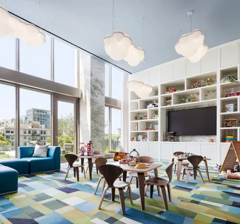a living room with furniture a rug and a large window