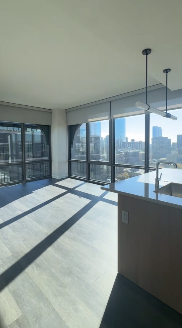 164 North Peoria Street, Unit 1106 Chicago, IL 60607 - Photo 2 of 13 a view of an empty room with wooden floor and a window