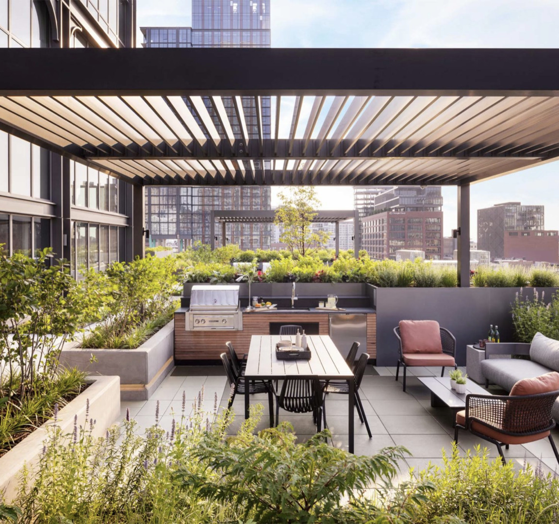 164 North Peoria Street, Unit 1106 Chicago, IL 60607 - Photo 10 of 13 a outdoor living space with furniture and a potted plant