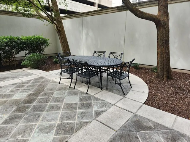 a view of an outdoor space with seating area