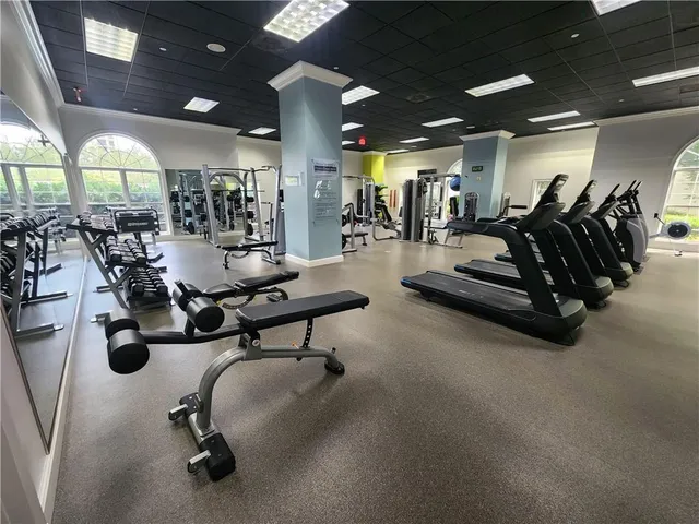 a view of a room with gym equipment