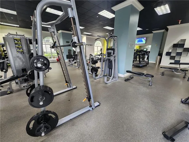 a view of a room with gym equipment