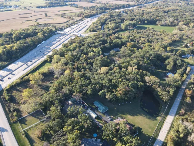 a view of a lake with a city