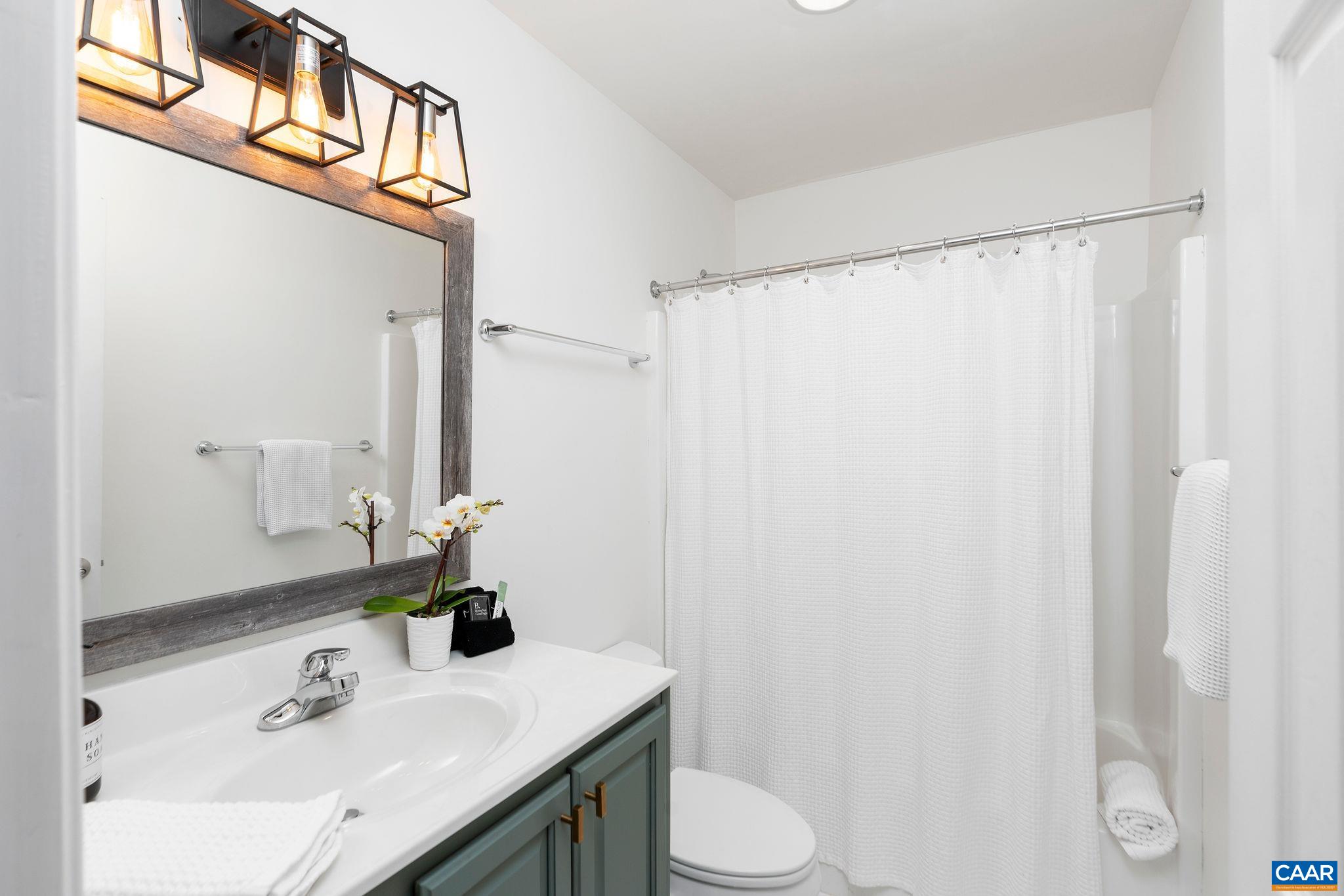 57 Pounding Branch Road Afton, VA 22920 - Photo 15 of 31 a bathroom with a sink a toilet and shower curtain