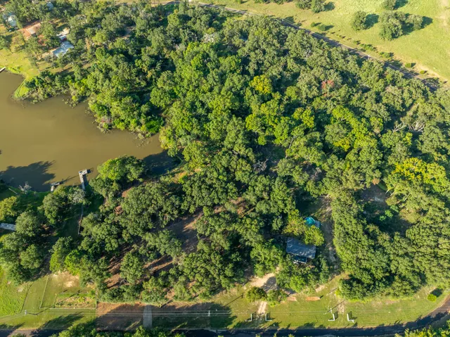 a view of a lake from a yard