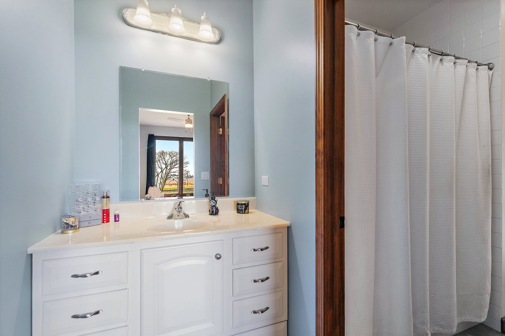 550 Maplewood Road Somonauk, IL 60552 - Photo 32 of 91 a bathroom with a sink vanity and mirror