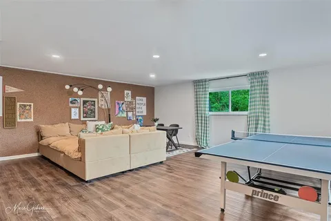 a living room with patio