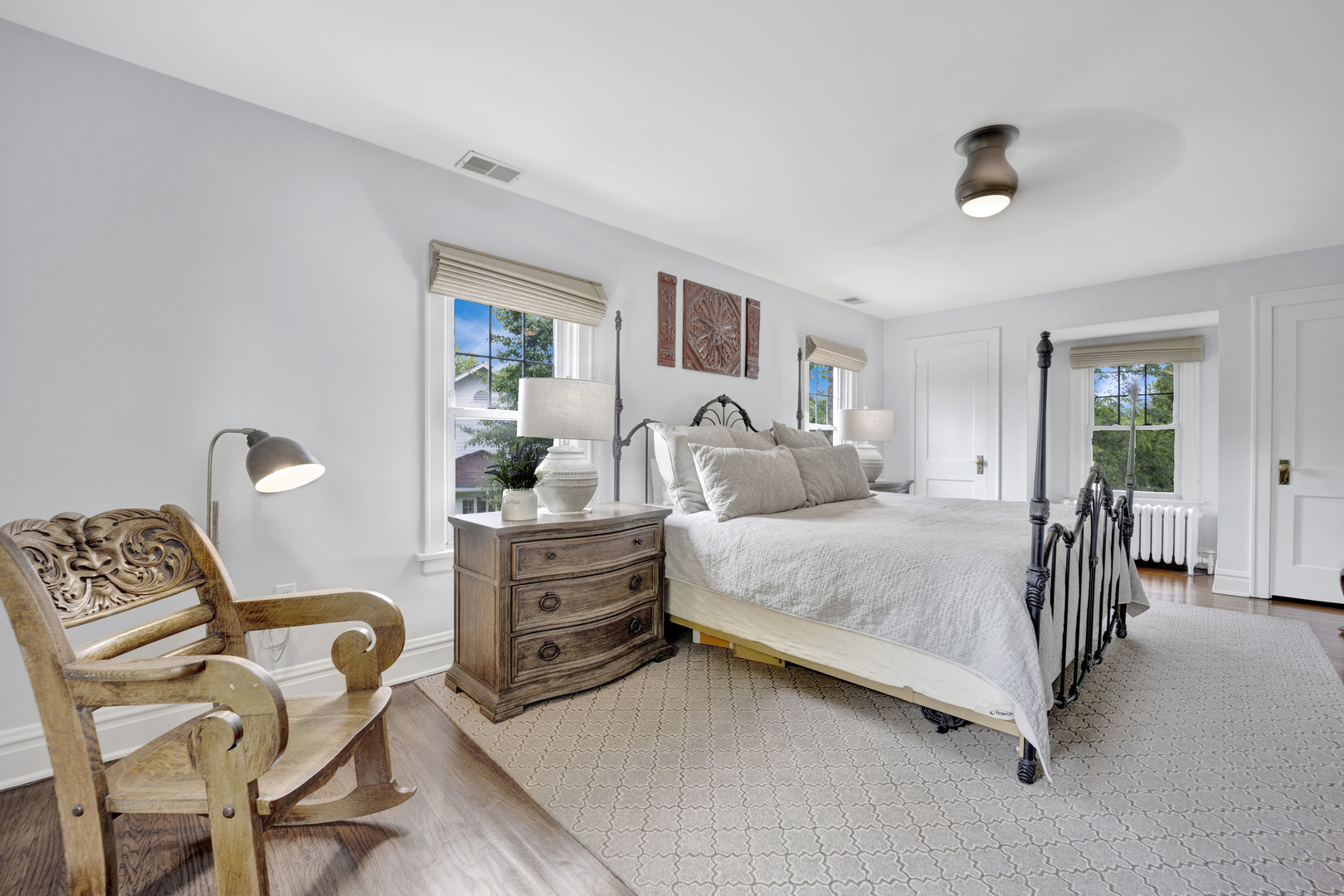 166 South Delaplaine Road Riverside, IL 60546 - Photo 21 of 41 a bedroom with a bed and a chandelier