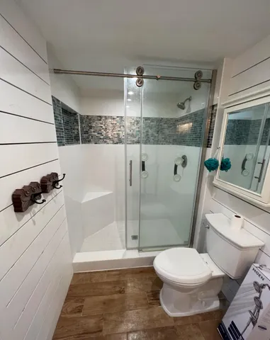a bathroom with a shower