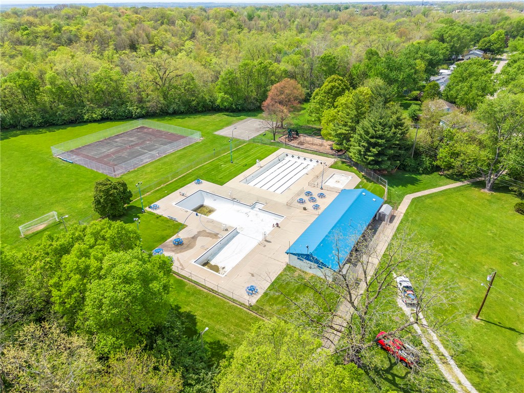 4919 Silver Arrow Drive Riverside, OH 45424 - Photo 55 of 57 An aerial view showcases community amenities, including a tennis court and swimming pool.
