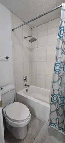 a bathroom with a toilet and a bathtub