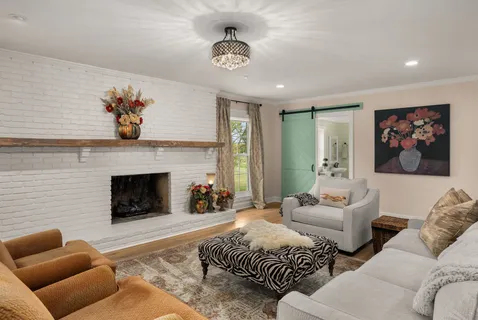 a living room with furniture