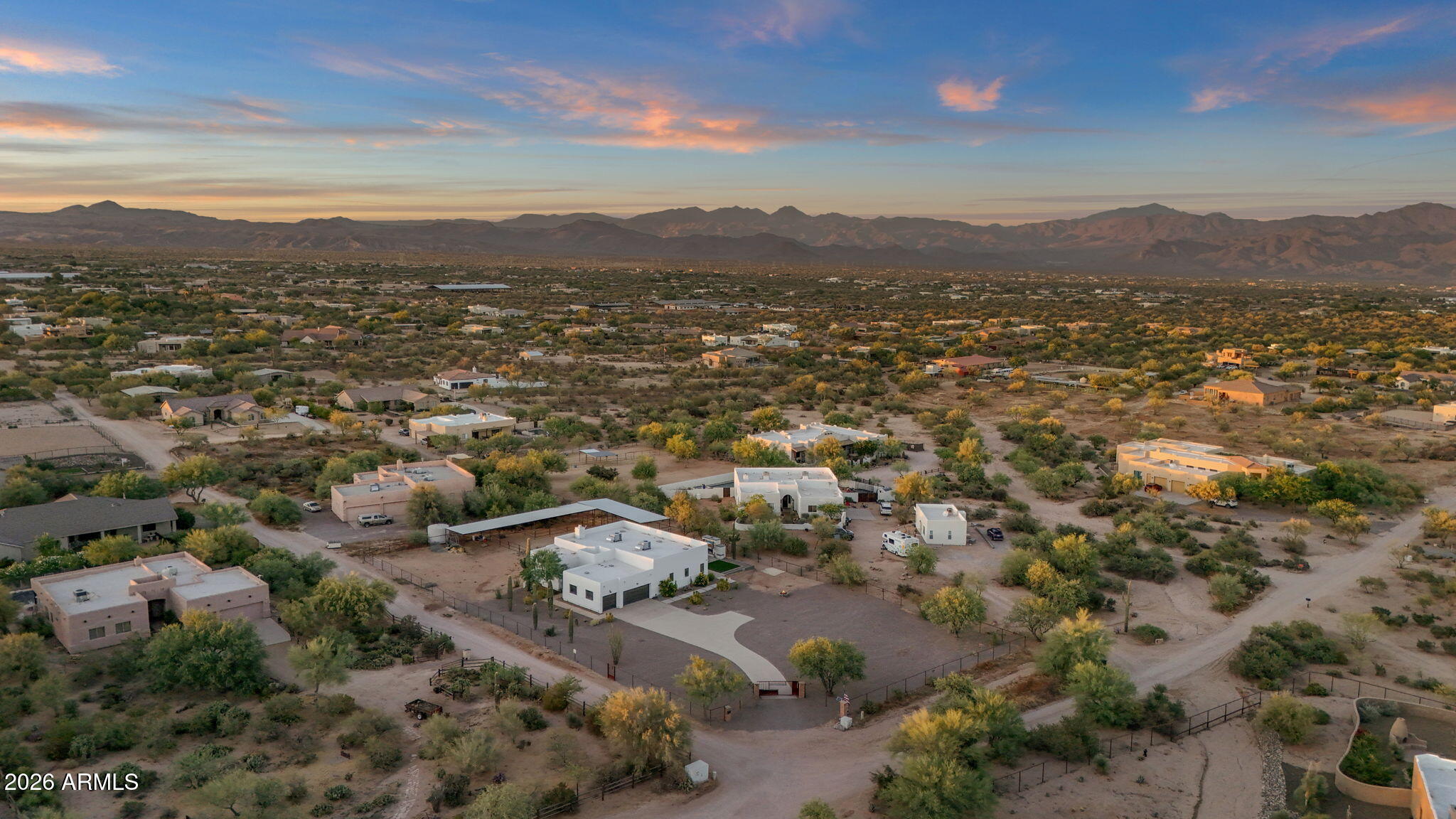 14604 East Peak View Road Scottsdale, AZ 85262 - Photo 38 of 55 an aerial view of residential houses with outdoor space and trees