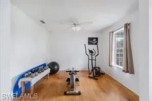 a view of a room with gym equipment
