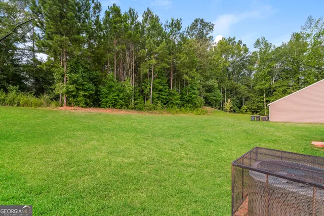 a backyard of a house with lots of green space