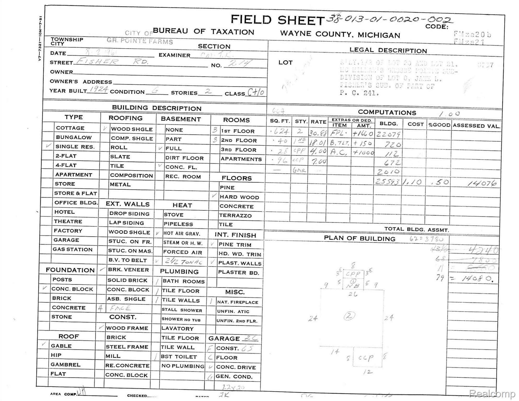 214 Fisher Road Grosse Pointe, MI 48230 - Photo 41 of 44 214 Fisher BS&A field sheet.jpg