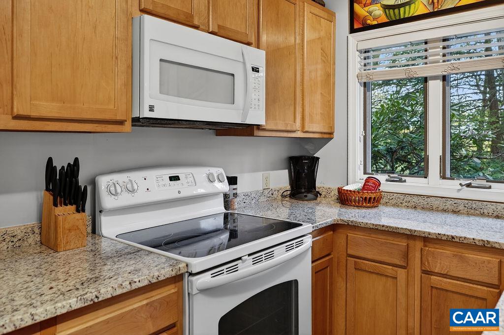 410 Three Ridges Roseland, VA 22967 - Photo 20 of 21 a kitchen with stainless steel appliances granite countertop a sink a stove and a microwave