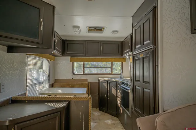 a view of a yard with large trees