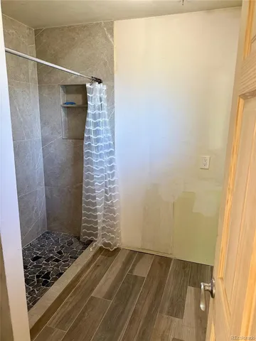 a bathroom with a shower