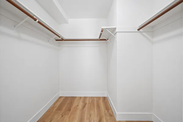 a view of small space with racks on the wall