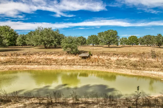 a view of a lake with a city