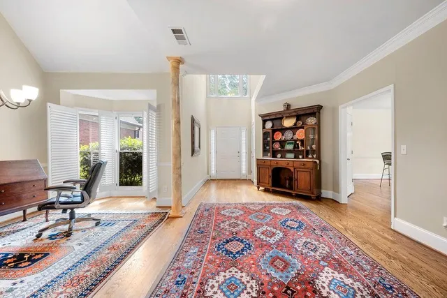 a room with furniture and a fireplace