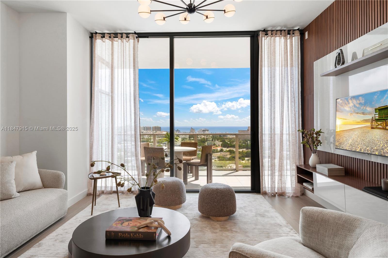 500 Alton Road, Unit 2008 Miami Beach, FL 33139 - Photo 3 of 48 a living room with furniture and a floor to ceiling window