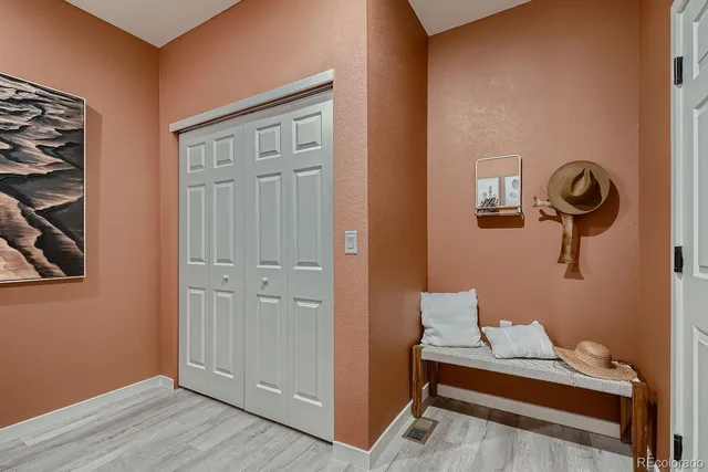 a view of an empty walk in closet