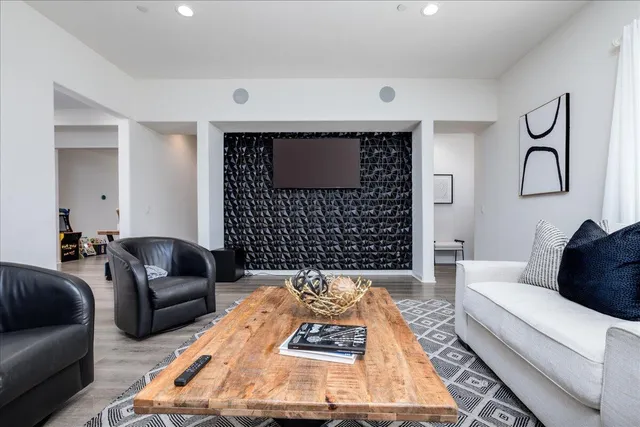 a living room with furniture