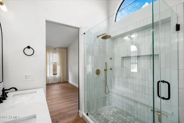 a bathroom with a shower