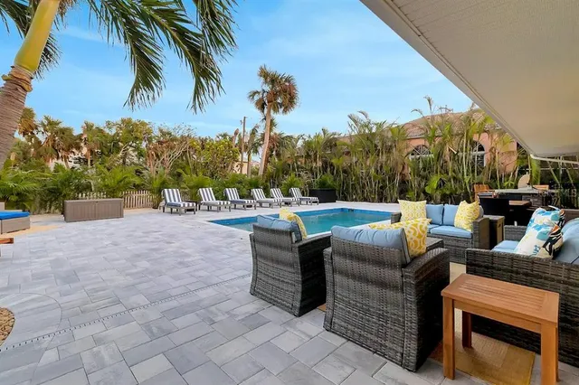 a view of outdoor space with seating